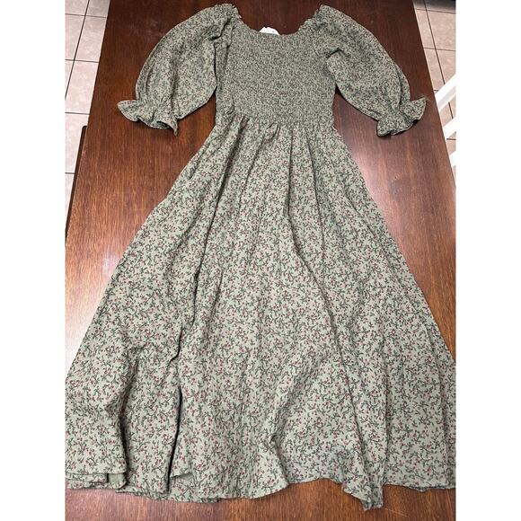 Cottage Core Peasant Farmhouse Dress Women Small Dark Smocked Modest Traditional - Picture 3 of 7